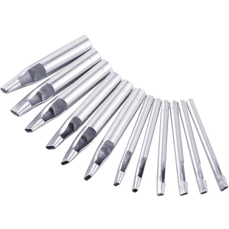 12 шт. набор кожаных Дырокол от 2 мм до 5 овальная форма продолговатый в форме ремня