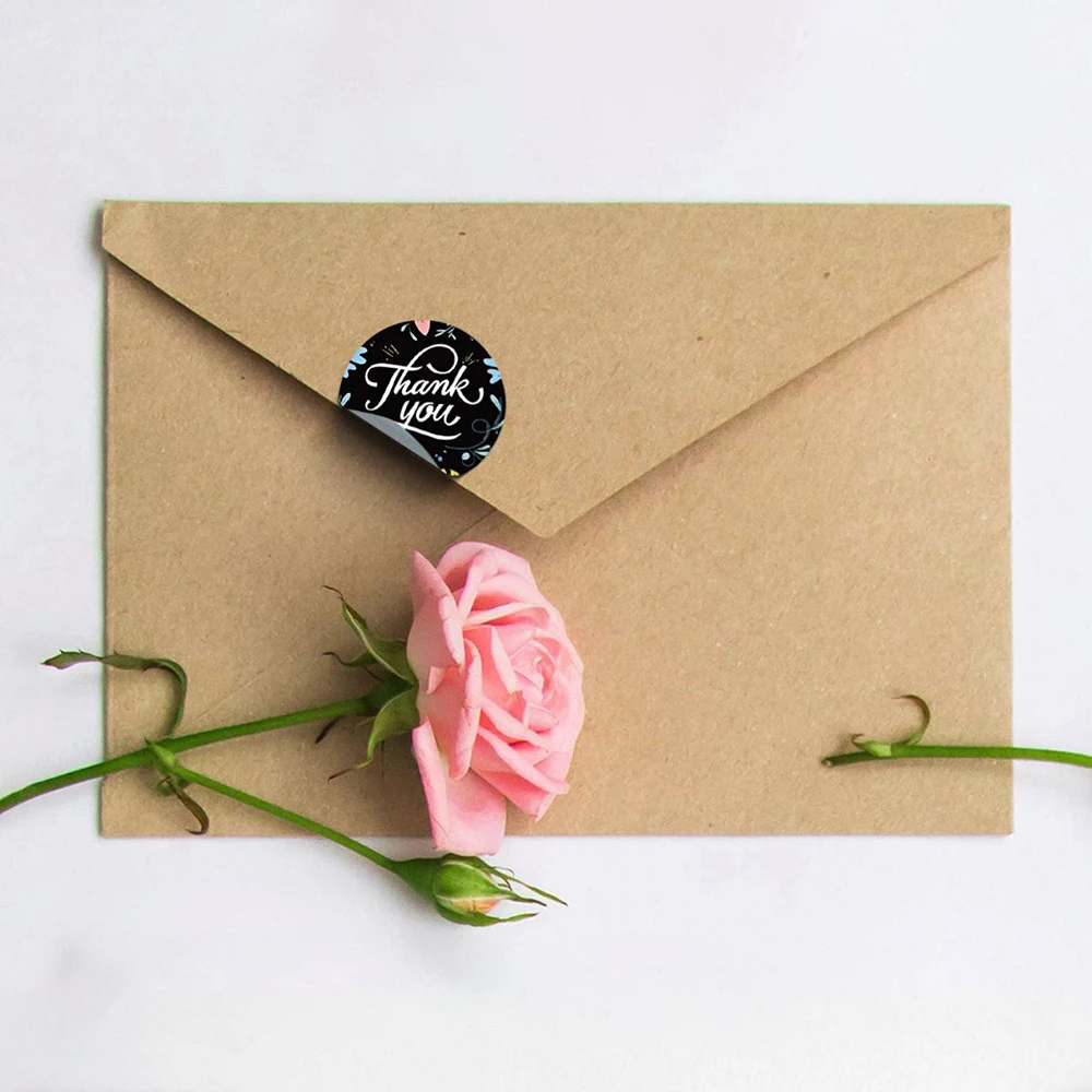 

500pcs/roll Thank You Stickers Handmade Labels Stickers For Wedding/party/gift Box Decoration Circle Stationery