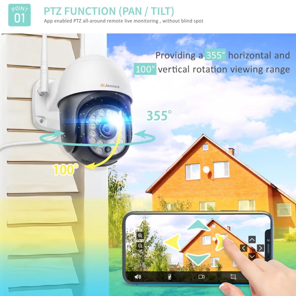 1080P PTZ Wifi IP камера наружная 4X цифровой зум AI человеческое Обнаружение