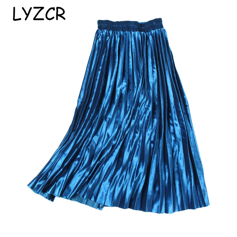 Осенне-зимняя женская Вельветовая юбка плиссированная средней длины с высокой