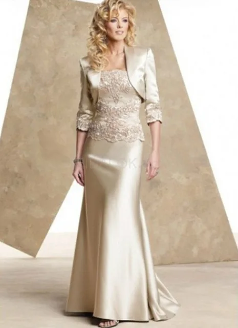 

Plus Size Mother Of The Bride Dresses Mermaid With Jacket Appliques Lace Formal Groom Long Mother Dresses For Wedding