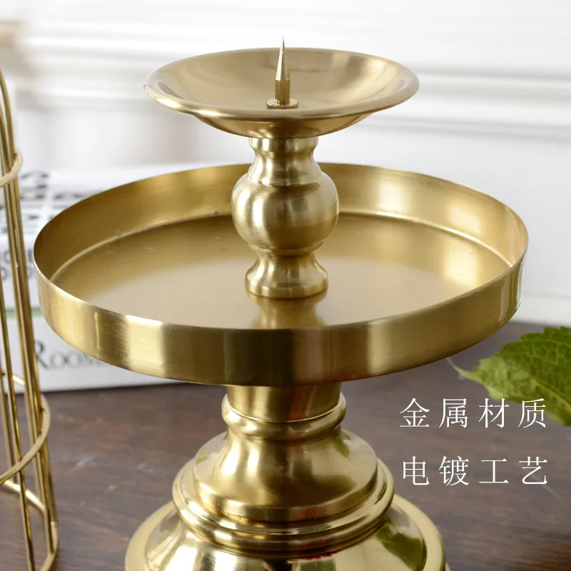 Китайский креативный подсвечник в виде птичьей клетки Золотой Железный