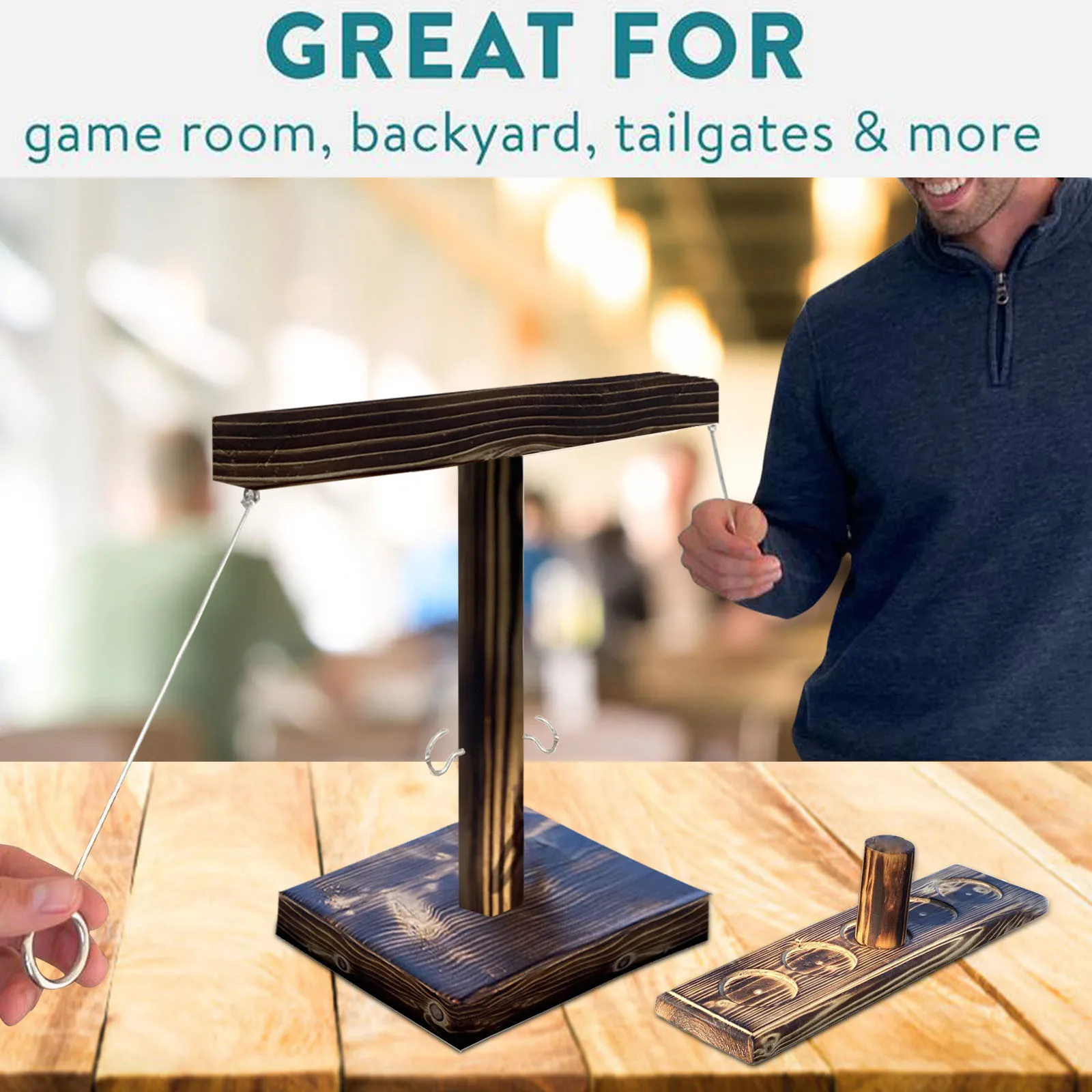 

NEW Party toys Leisure Industrial Style Bar Drink Shop Handmade Wooden Ring Toss Hooks Fast-paced Interactive Game For Bars Home
