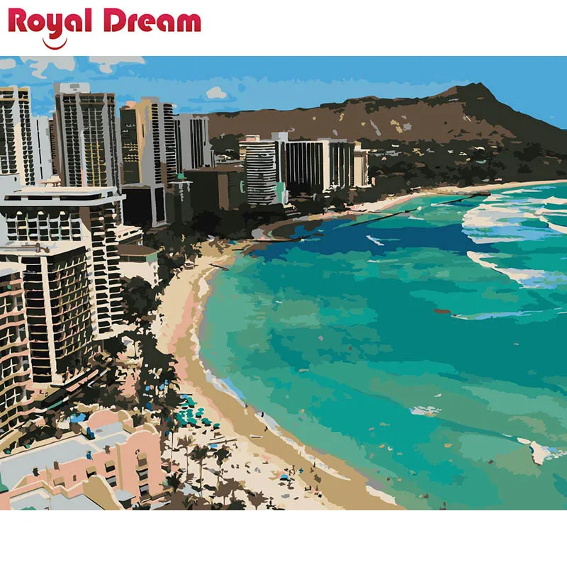 

Hawaii beach DIY Painting By Numbers Canvas Painitng Home Wall Art Picture Coloring By Numbers For Home Decor