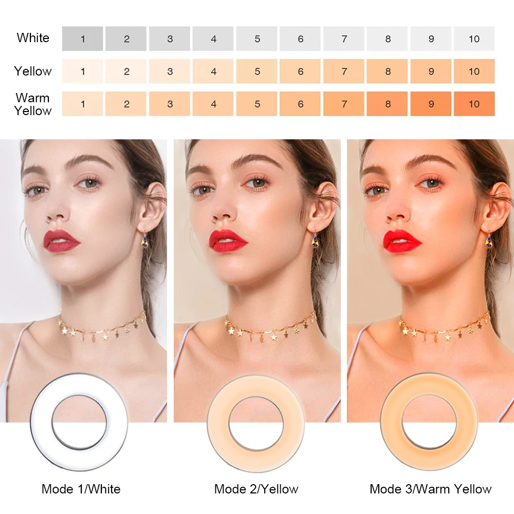 Светодиодный кольцевой светильник для селфи с подставкой гусиная шея и