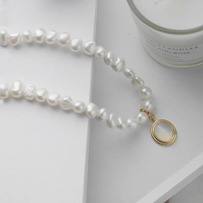 Ataullah пресноводный барочный жемчуг ожерелье из стерлингового серебра 925 пробы