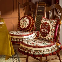 Elastic Dining Room Chair Covers Wedding Christmas Decoration Chair Cushion Home Kitchen Red Retro Printed Seat Cushion