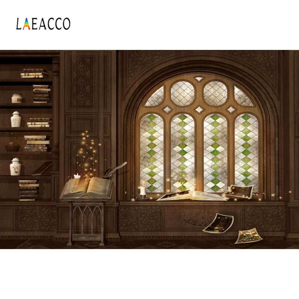 Фоны Laeacco для Хэллоуина Фотофон с изображением старого дома окна дерева книжных