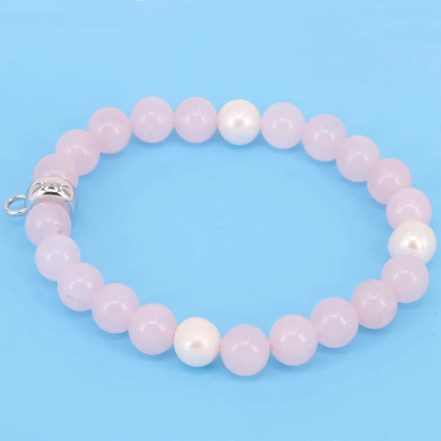 Томас 8 мм розовый кварцевый кристалл Браслеты с бисером шармом романтический