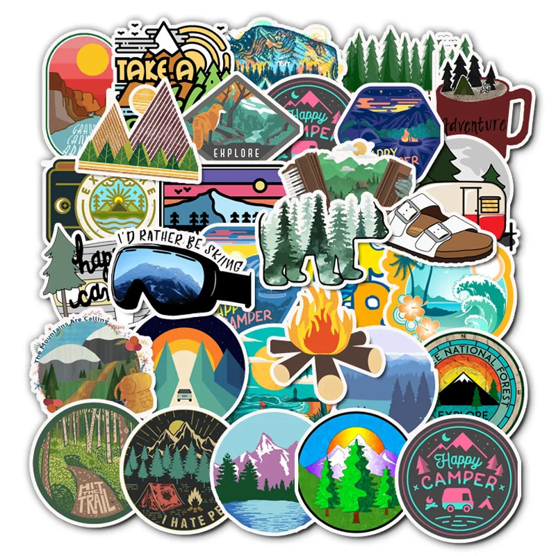 50 шт. в упаковке наклейки зимние лыжные кемпинговые фонарики водонепроницаемые