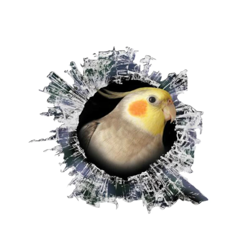 

13cm X 12cm 3D Cockatiel Window Decal Glass Slag Decal Reflective Stickers Waterproof Car Styling Bird Decals Car Accessories
