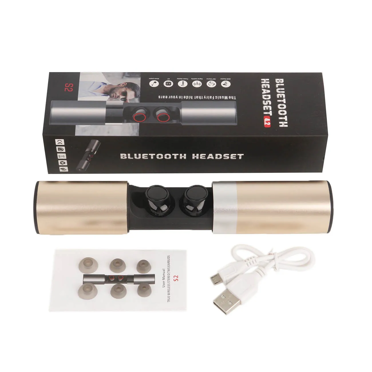 Компактная Беспроводная Водонепроницаемая Bluetooth-гарнитура S2 TWS магнитные