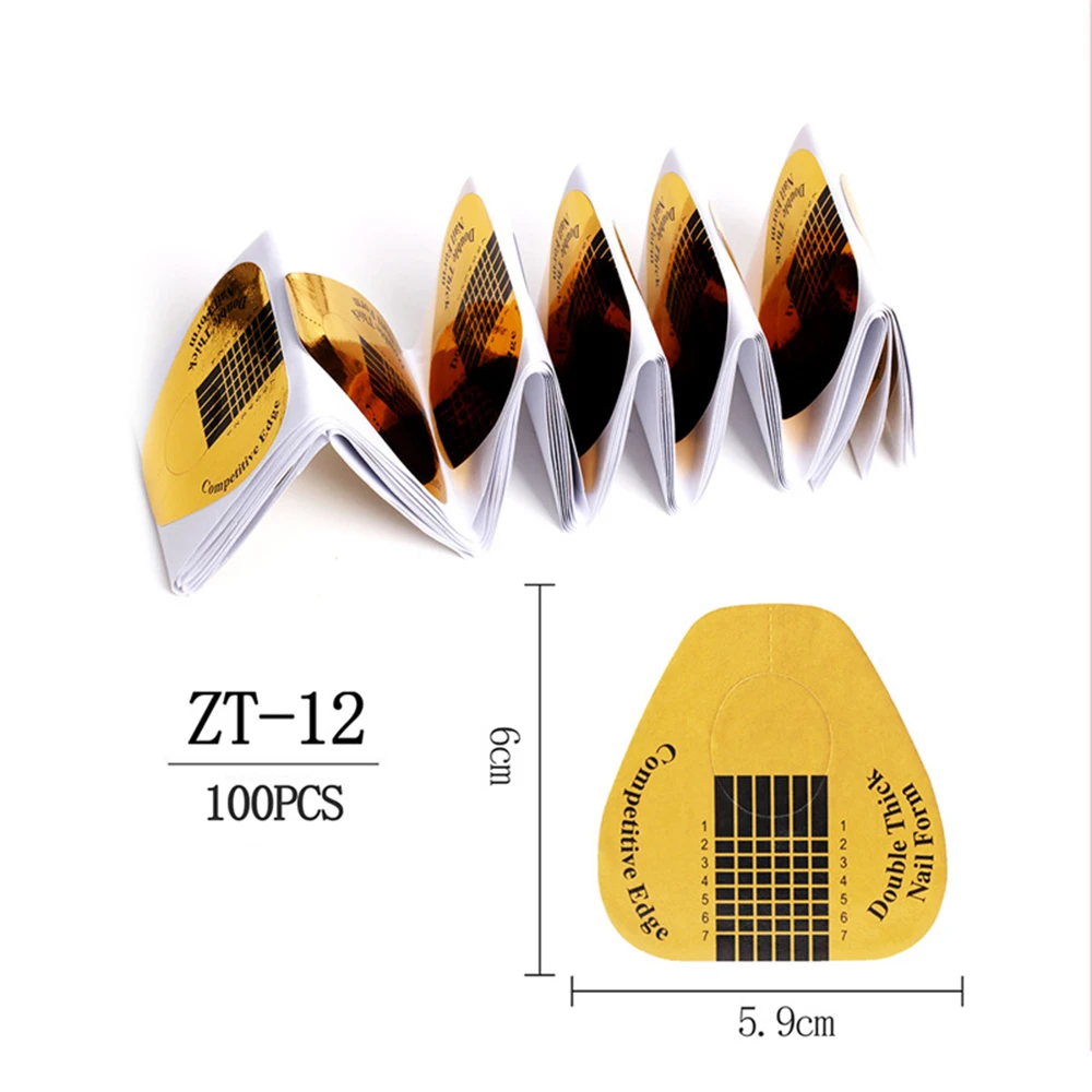 

100 Pcs/ Lot Nail Art Forms Acrylic Uv Gel Nail Extension Guide Self-Adhesive Sticker Square/ Rhombus/ Stiletto
