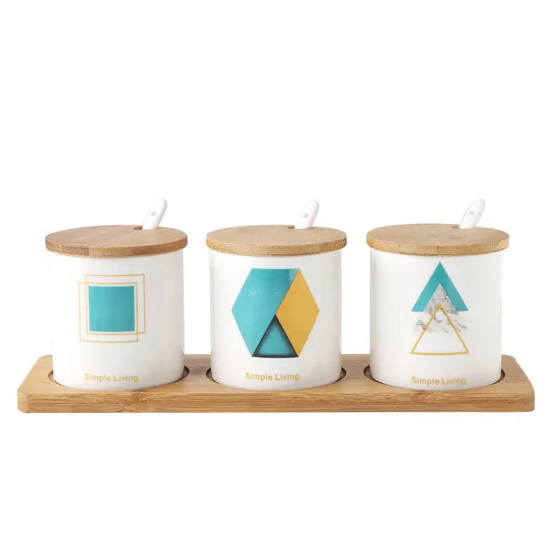 

Ceramic Creative Kitchen Seasoning Pot Set MSG Salt Seasoning Bottle Restaurant Snack Point Condiment Pot Salt Pot Spice Set