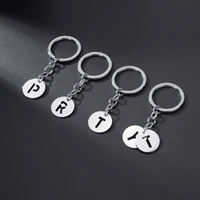 new diy a z letters key chain silver color metal keychain women car key ring simple letter name key holder party gift jewelry