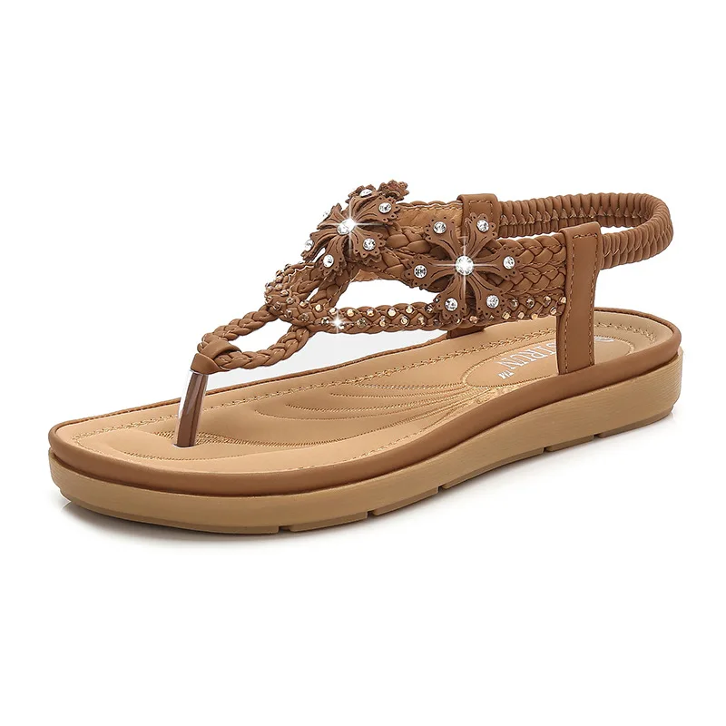 

Bohemian Style Rhinestone Sandals Women's High-Heeled Open-Toe Women Shoes With Diamonds And Crystals Ladies Sandals