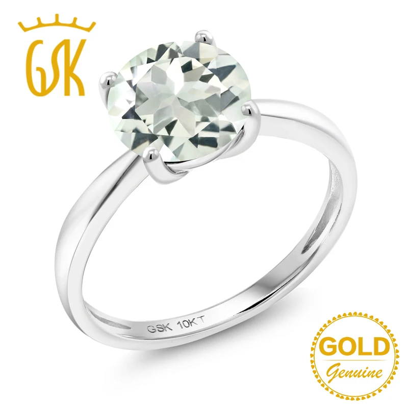GemStoneKing 1 50 Ct круглые натуральные зеленые 10 к белое золото пасьянс обручальные