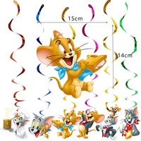 6pcslot cat mouse theme decorate ceiling hanging swirl birthday party garlands festival party diy baby shower swirls
