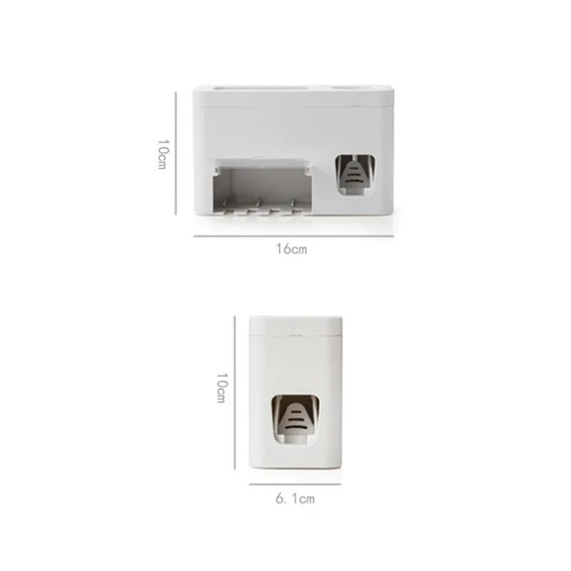 

16x 6.1x9.9cm / 6.1x6x10cm BC-259 Wall Mounted Automatic Toothpaste Squeez Dispenser With Toothbrush Holder Set Bathroom