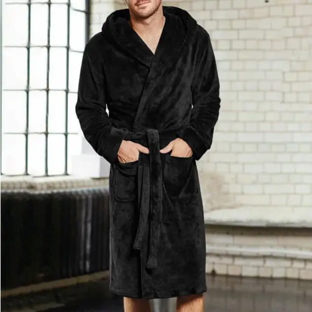 winter couple bathrobe Flannel robe Women's Winter Lengthened Coralline Plush Shawl Bathrobe Long Sleeved Robe Coat