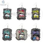 SOMESOOR афро-американские висячие серьги в форме головы деревянные висячие серьги мама ребенок кристианская жизнь надпись Висячие петли с принтом подарок для женщин