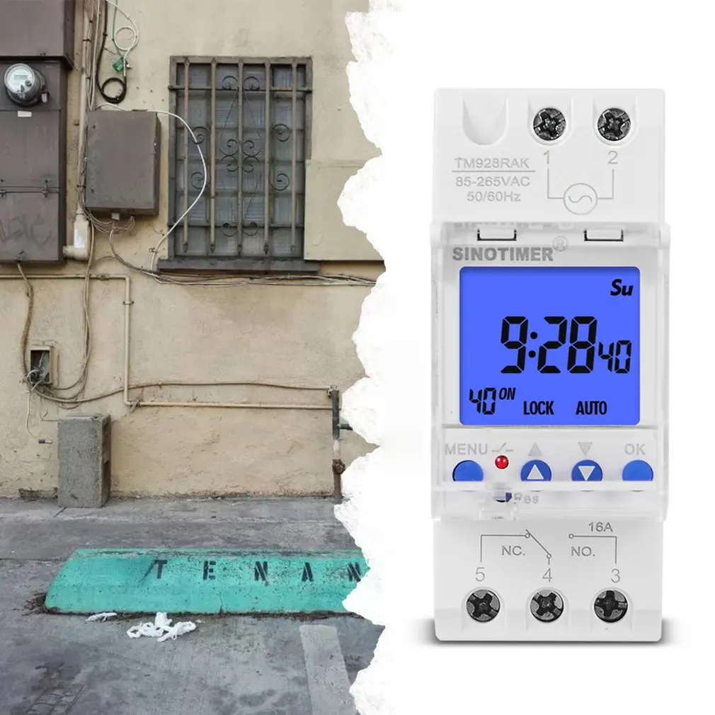 

TM928SAKL 1 Second To 168 Hours Programmable Electronic Time Clock 85-265V Big LCD Backlight Display Timer With Lock Function