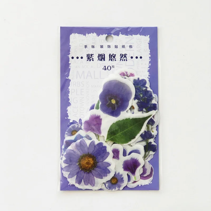 

1 Pack (40 pcs stickers) Purple Flowers Decorative Stickers Sealing Paste Stick Label Bullet Sticker