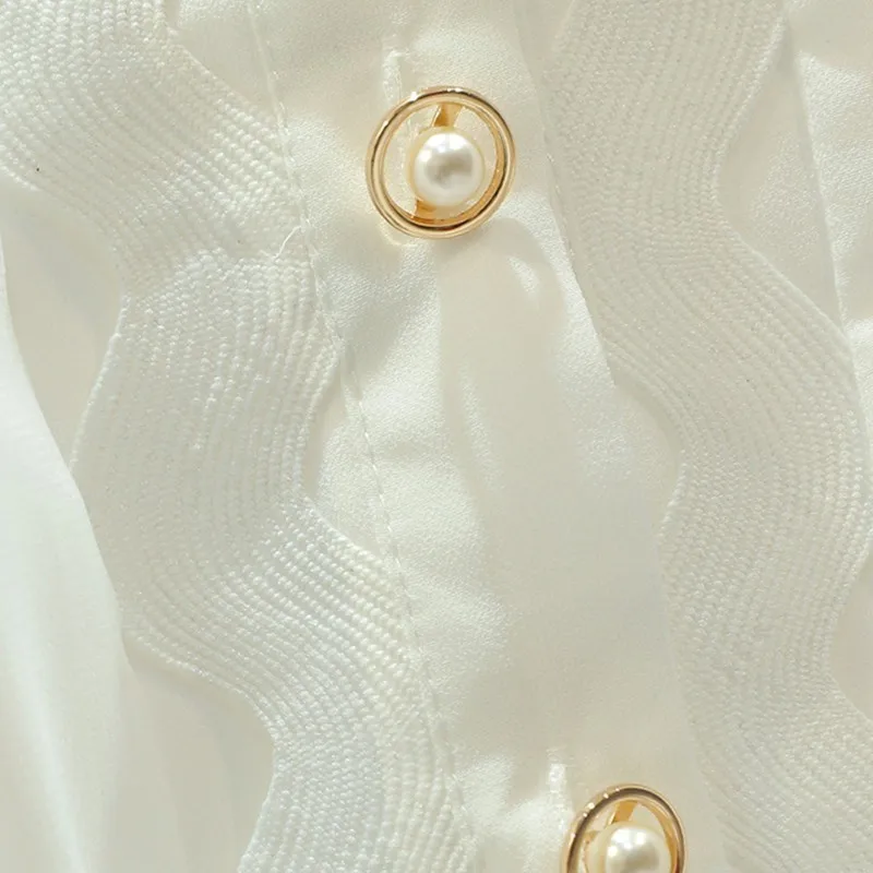 

VGH Hollow Out Sexy Women's Shirts O Neck Puff Half Sleeve Patchwork Hollow Out Shirt Female 2020 Spring Fashion New Clothing