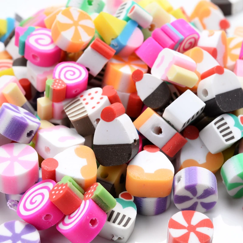 

30Pcs/Lot Candy/Ice Cream Random Mixed Color Beads 10mm Polymer Clay Beads Polymer Clay Spacer Beads For DIY Jewelry Accessories