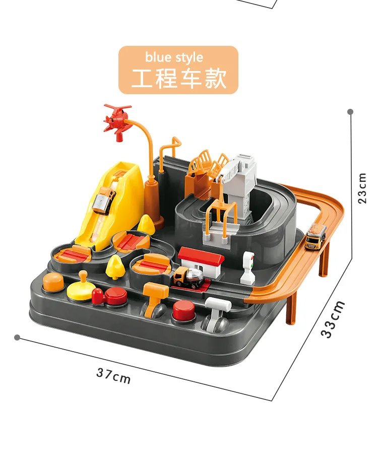 

37cm Transparent Adventure Game Racing Rail Car Model Racing Educational Toy Children Track Car Brain Game Mechanical Toys Gifts
