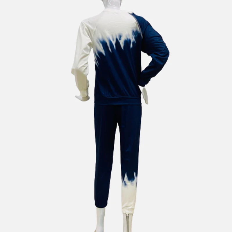 

Loose Cozy Tie Dye O-neck Female Pajamas Set Drawnstring Long Sleeve Loungewear Home Clothes Autumn Casual Women 2 Piece Suits