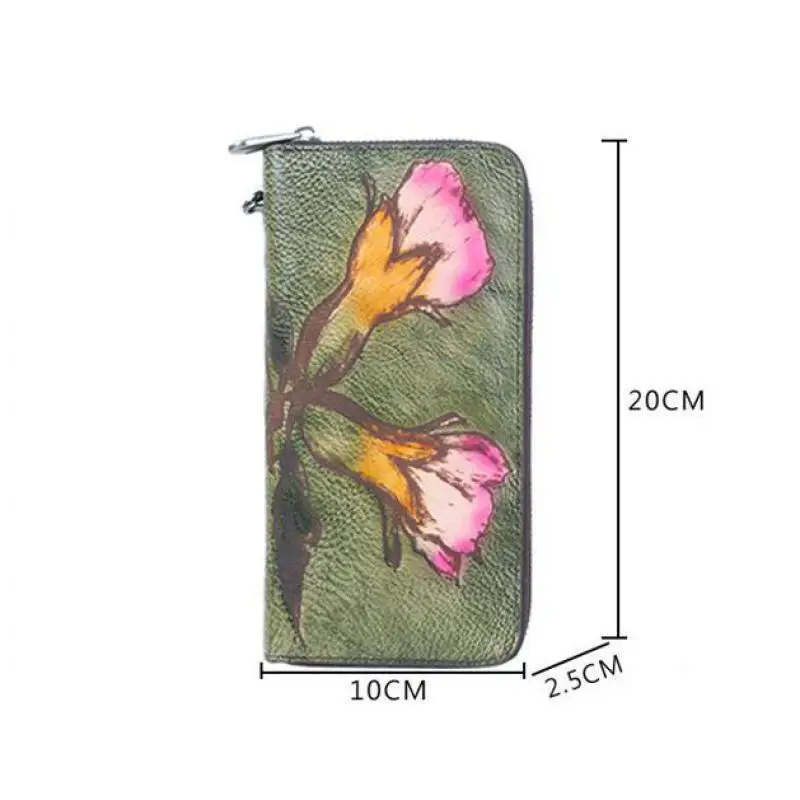 

YourSeason Ladies Hand Painted Vintage Clutch Wallet 2021 Genuine Leather Female Large Casual Cowhide Card Holder Phone Purse