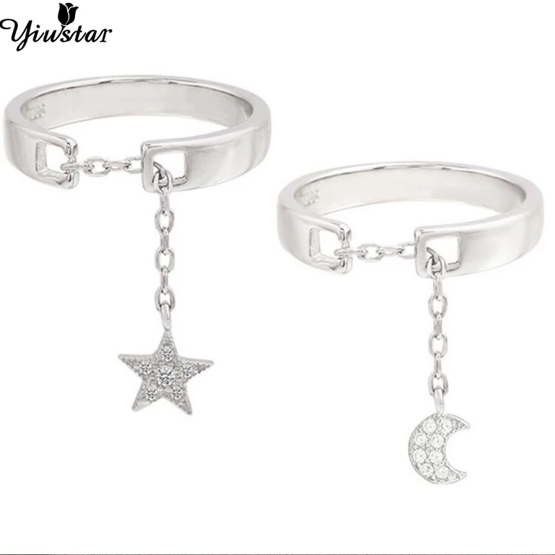 Женское кольцо со звездой и Луной Yiustar уникальное регулируемое на палец с