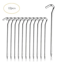 12 pcslot tent pegs aluminum round tent stake alloy silver tent pegs outdoor nails tent accessories