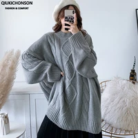 chunky big knit sweaters women 2020 oversized autumn winter pullovers chic thick long knitted tops batwing sleeve mohair jumper