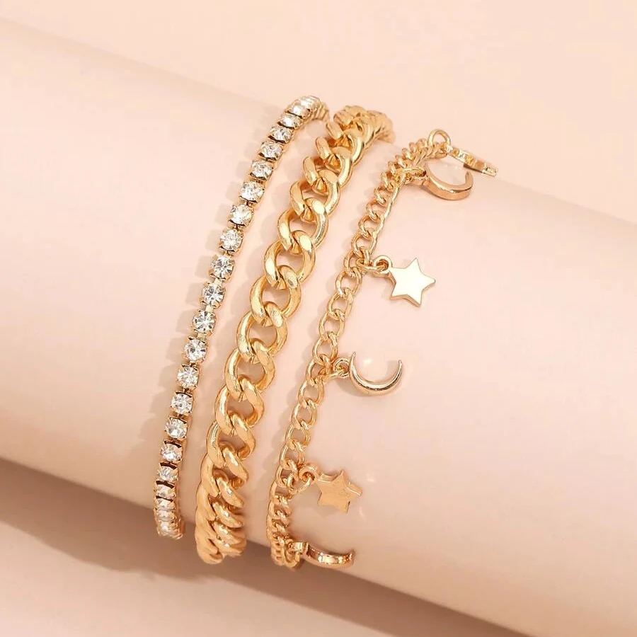 

YWZIXLN Boho Engraved Multilayer Crystal Chain Tassel Star Moon Pendant Bracelet Accessories Best Gift For Women Wholesale B029