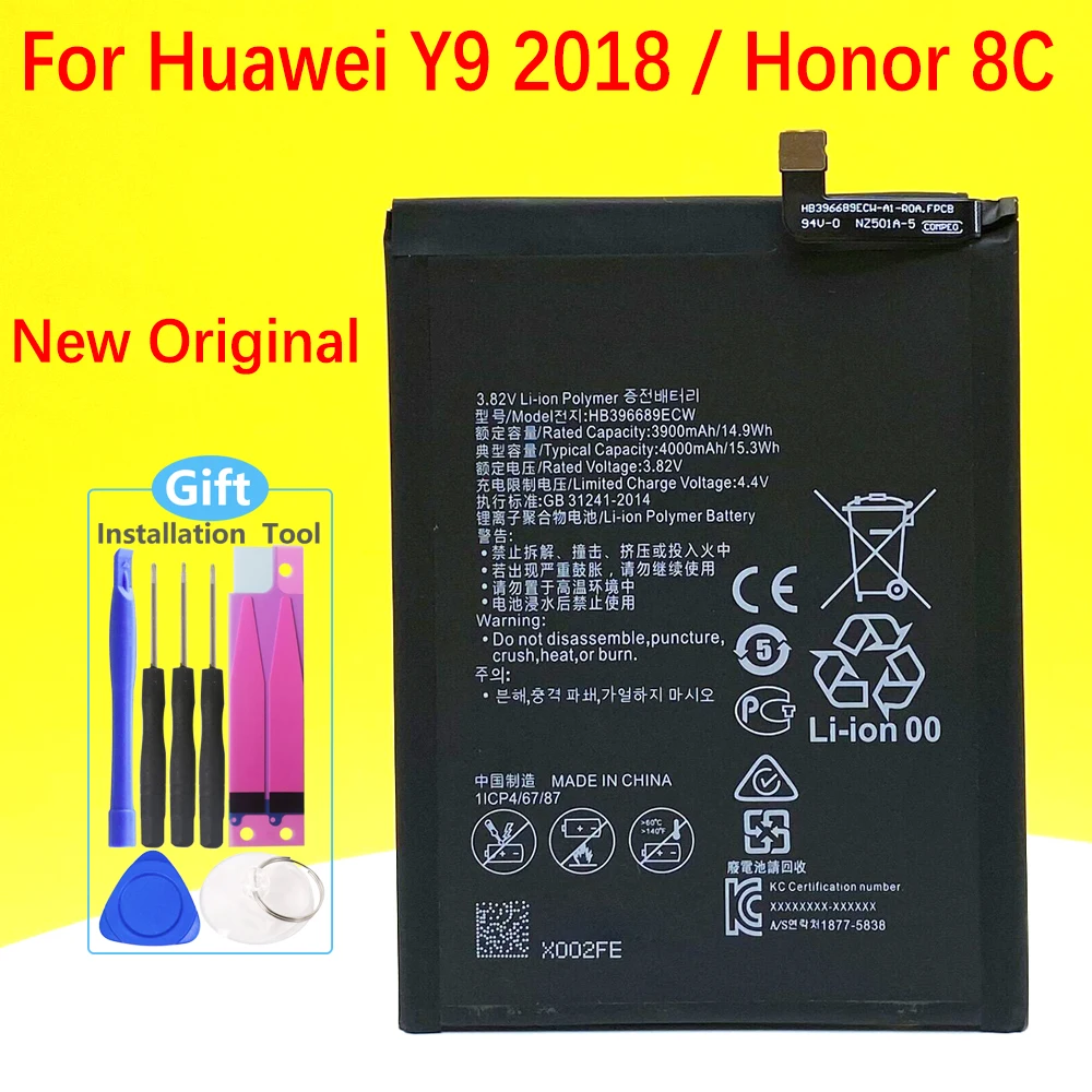 

New Original HB396689ECW Battery For Huawei Y9 2018/ Honor 8C BKK-TL00 FLA-LX1 LX2 LX3 L22 Play 8C Phone