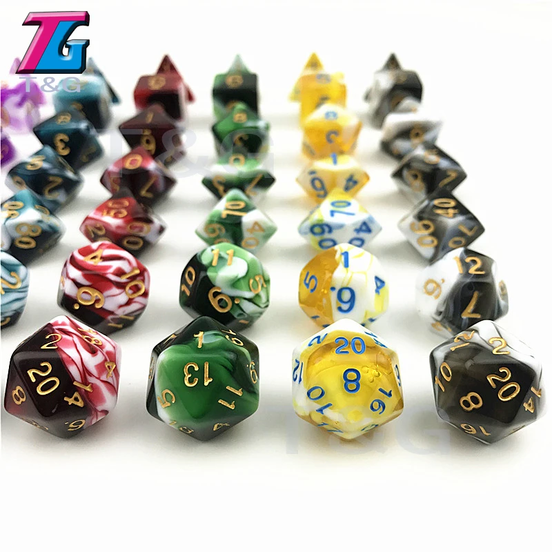 7 шт TRPG игральные кости для D& D D4-D20 многогранные аксессуары для настольной игры