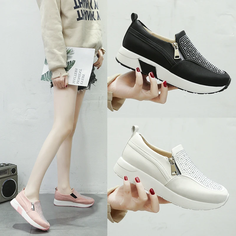 Женская обувь на плоской подошве с кристаллами Кожаные Замшевые Мокасины