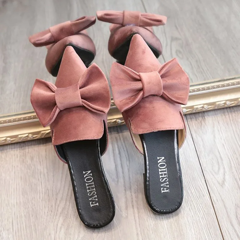 Женские босоножки без задника летние шлепанцы с заостренным носком повседневные