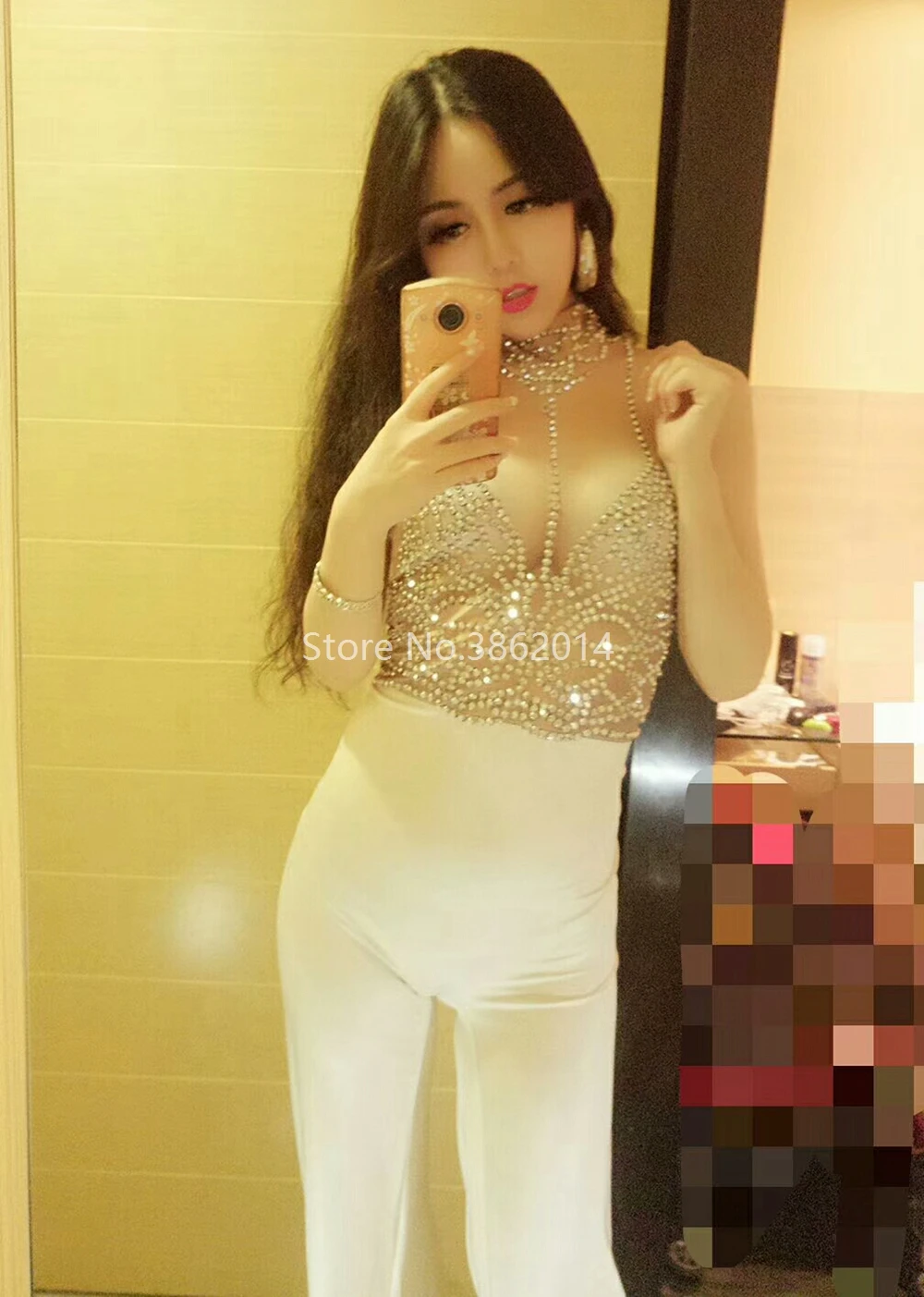 Sparky со стразами свободные леггинсы комбинезон для женщин сценические костюмы