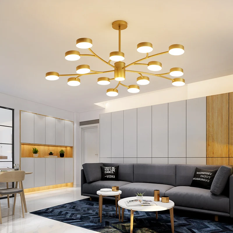 Современная Подвесная лампа для столовой спальни черного/золотого цвета