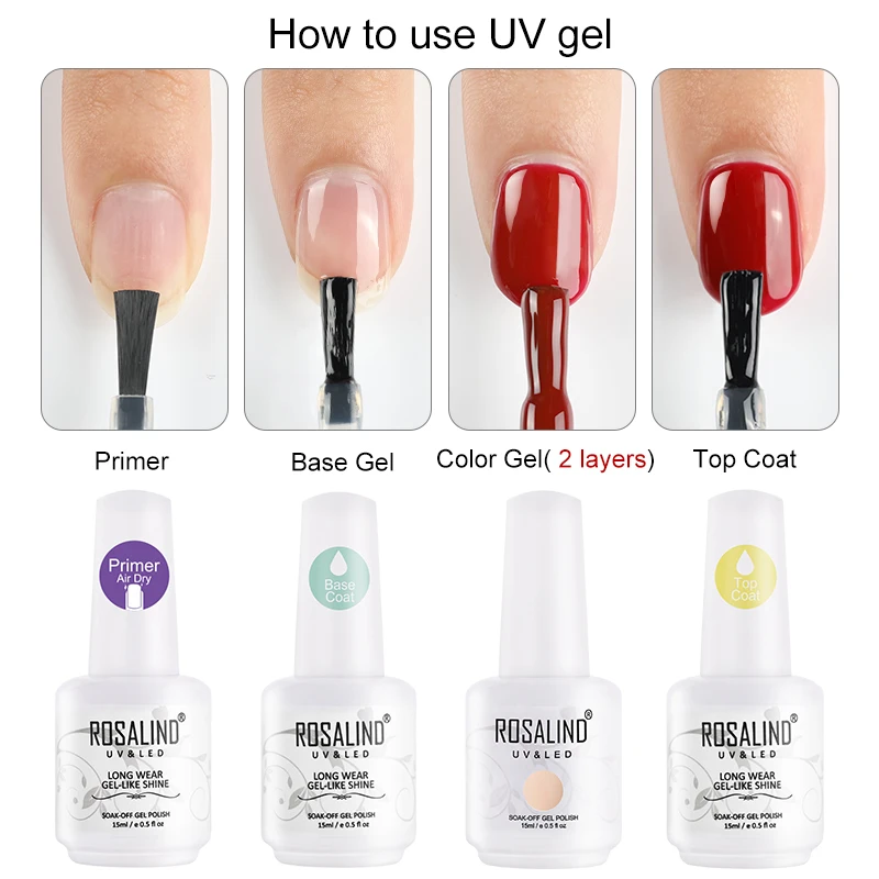 Гибридные лаки для маникюра ROSALIND полуперманентный Светодиодный УФ Гель лак