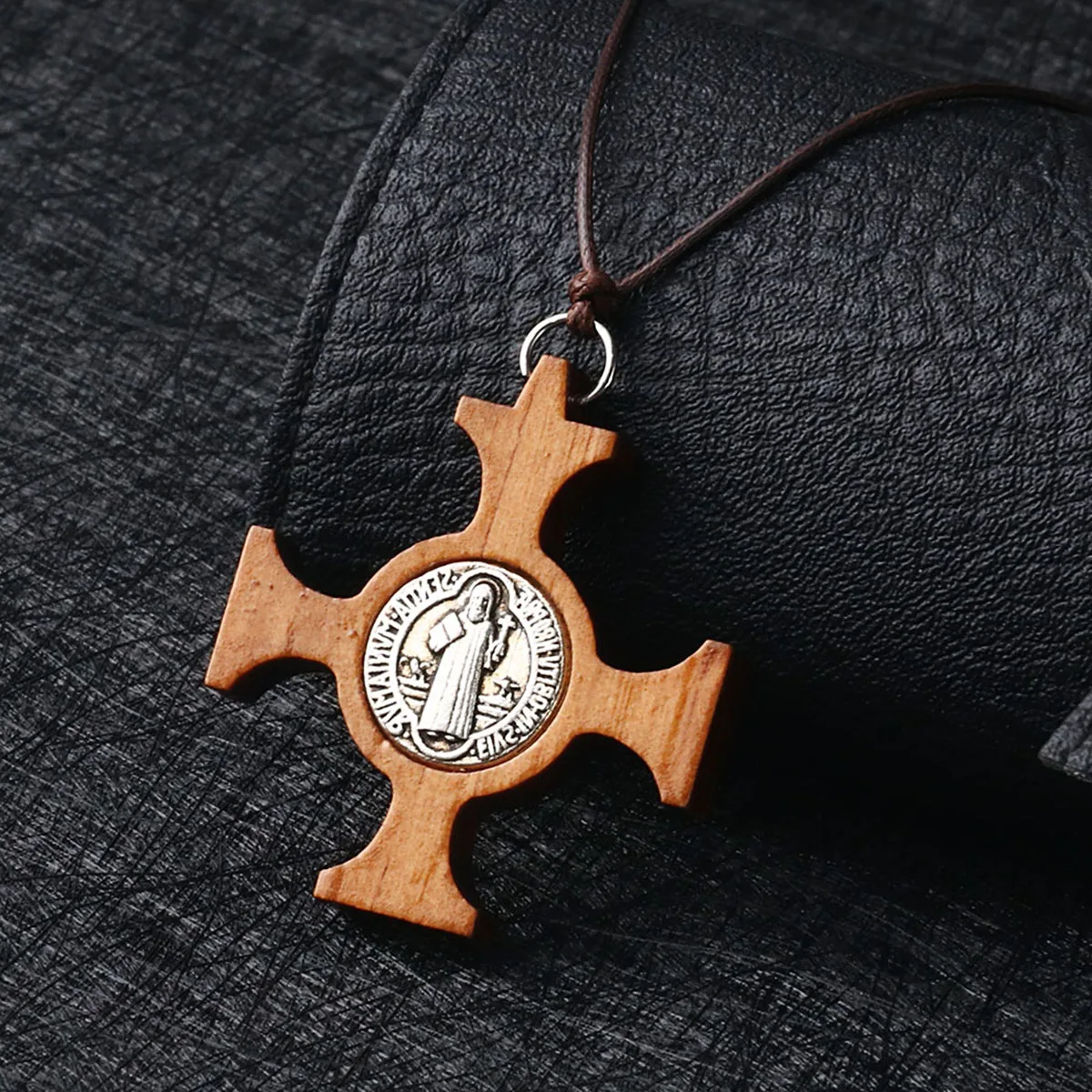 Католический деревянный Санкт медаль Бенедикта крест подвески религиозная