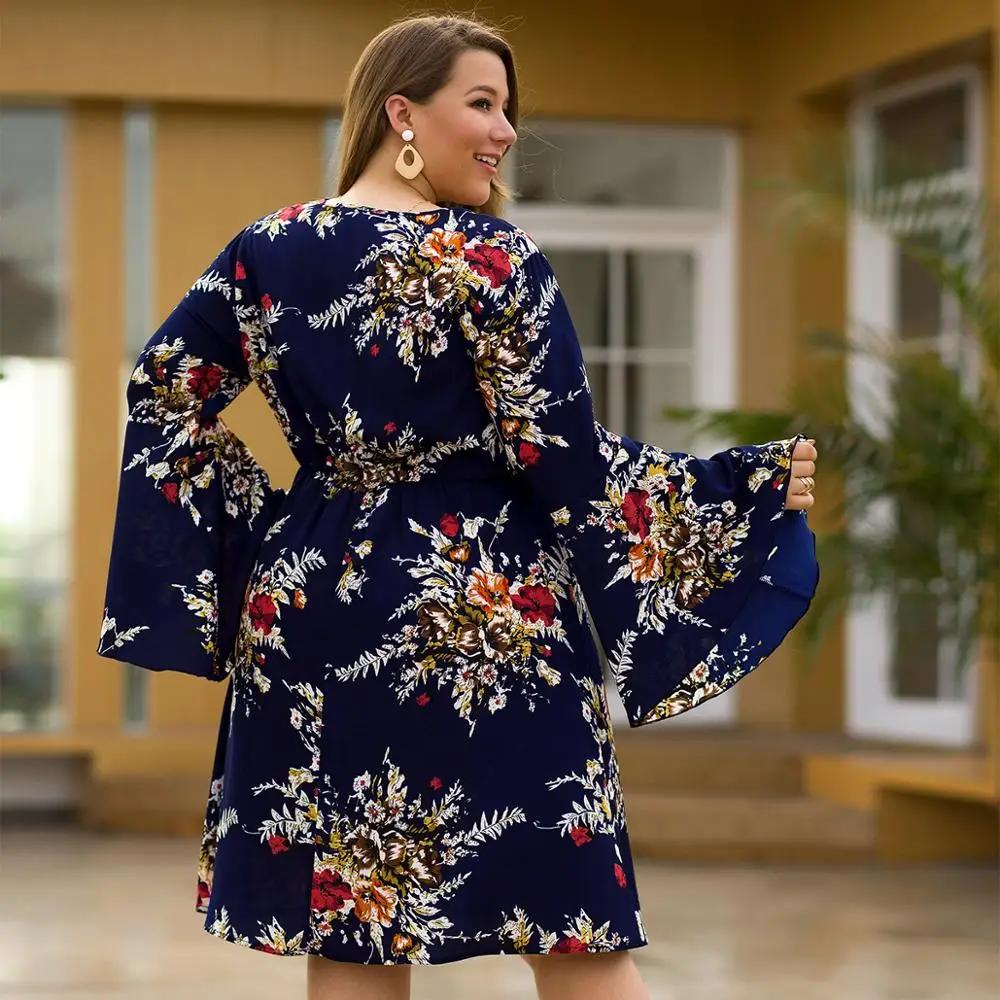 WHZHM женское вечернее платье с цветочным принтом v образным вырезом длинными