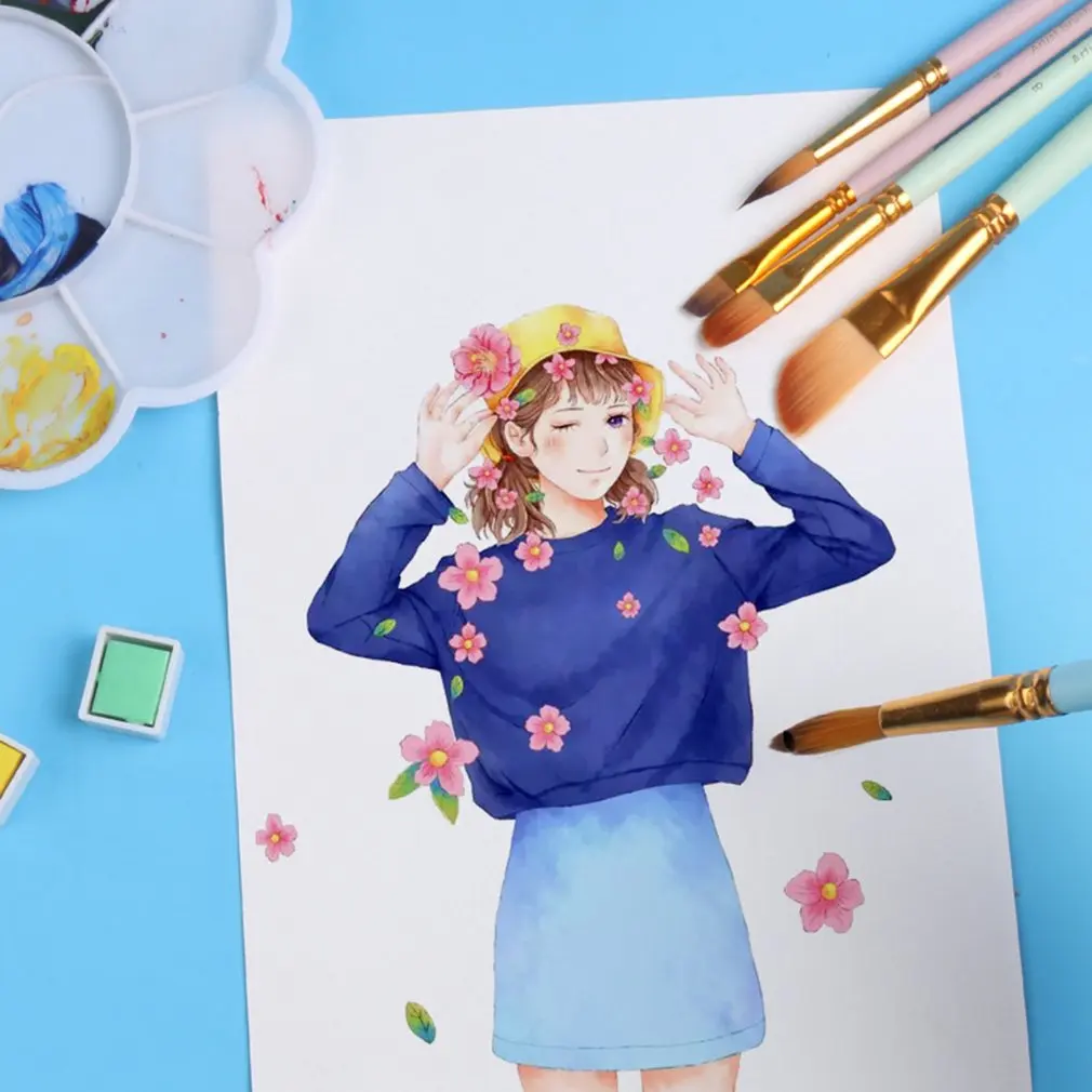 Наконечники из синтетического нейлона с деревянной ручкой для рисования набор