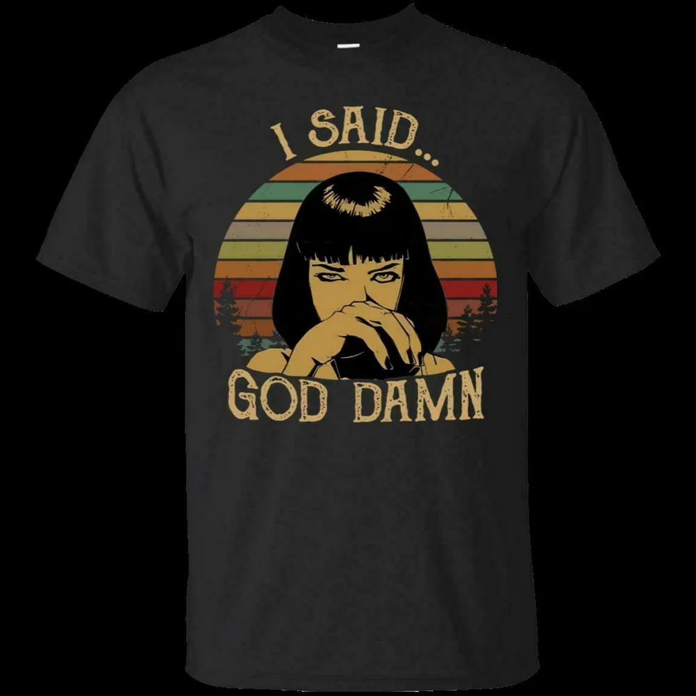 Винтажная черная хлопковая Футболка G200 с надписью God Damn Pulp fiction для мужчин S 3Xl