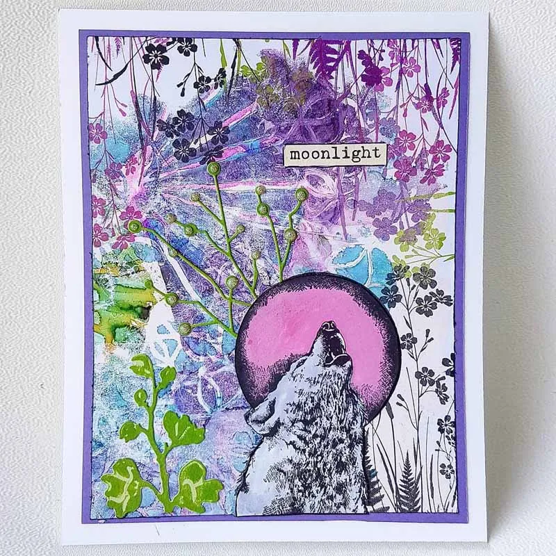 Прозрачный силиконовый штамп воющего волка на Луне для скрапбукинга своими