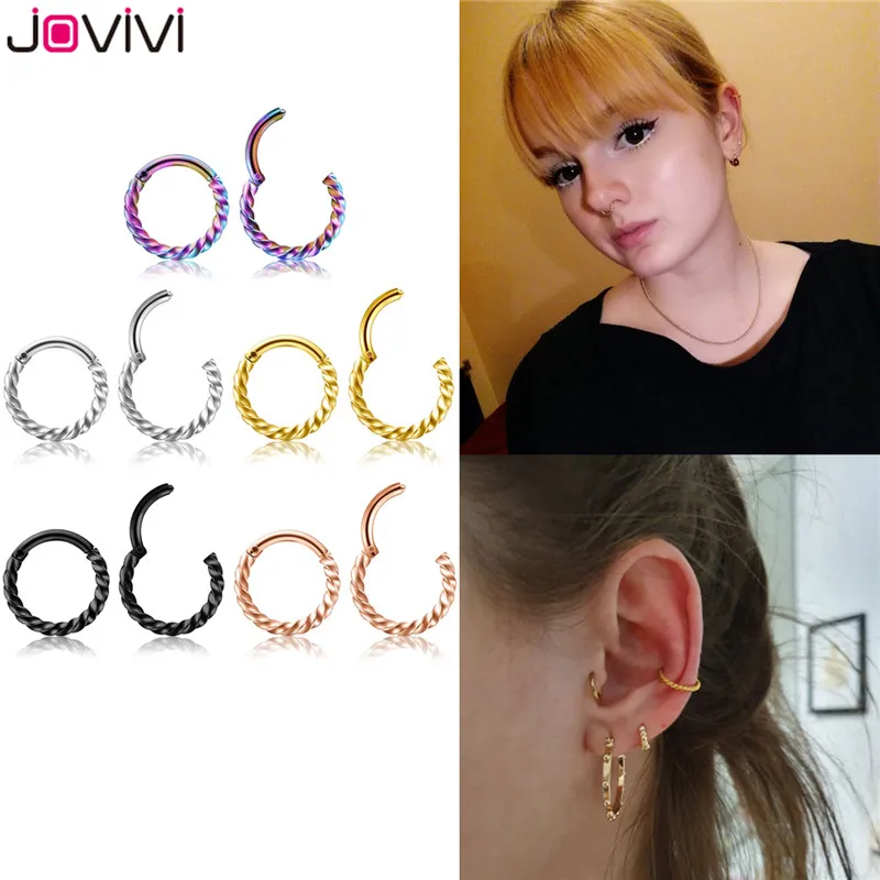 Кольцо для носа Jovivi из нержавеющей стали 16 г кольцо бровей и губ пирсинг 8 мм/10