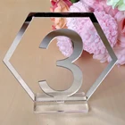 Сиденье для вечеринки, дня рождения, свадьбы, серебряное или золотое, акриловое, с геометрическими цифрами, шестигранные таблички на стол с цифрами